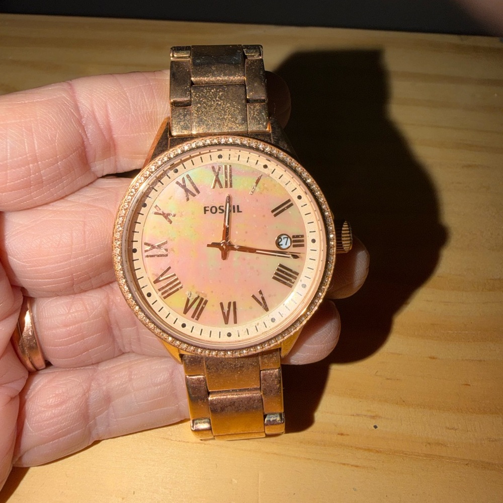Fossil Bronze-Tone Watch with Roman Numerals
